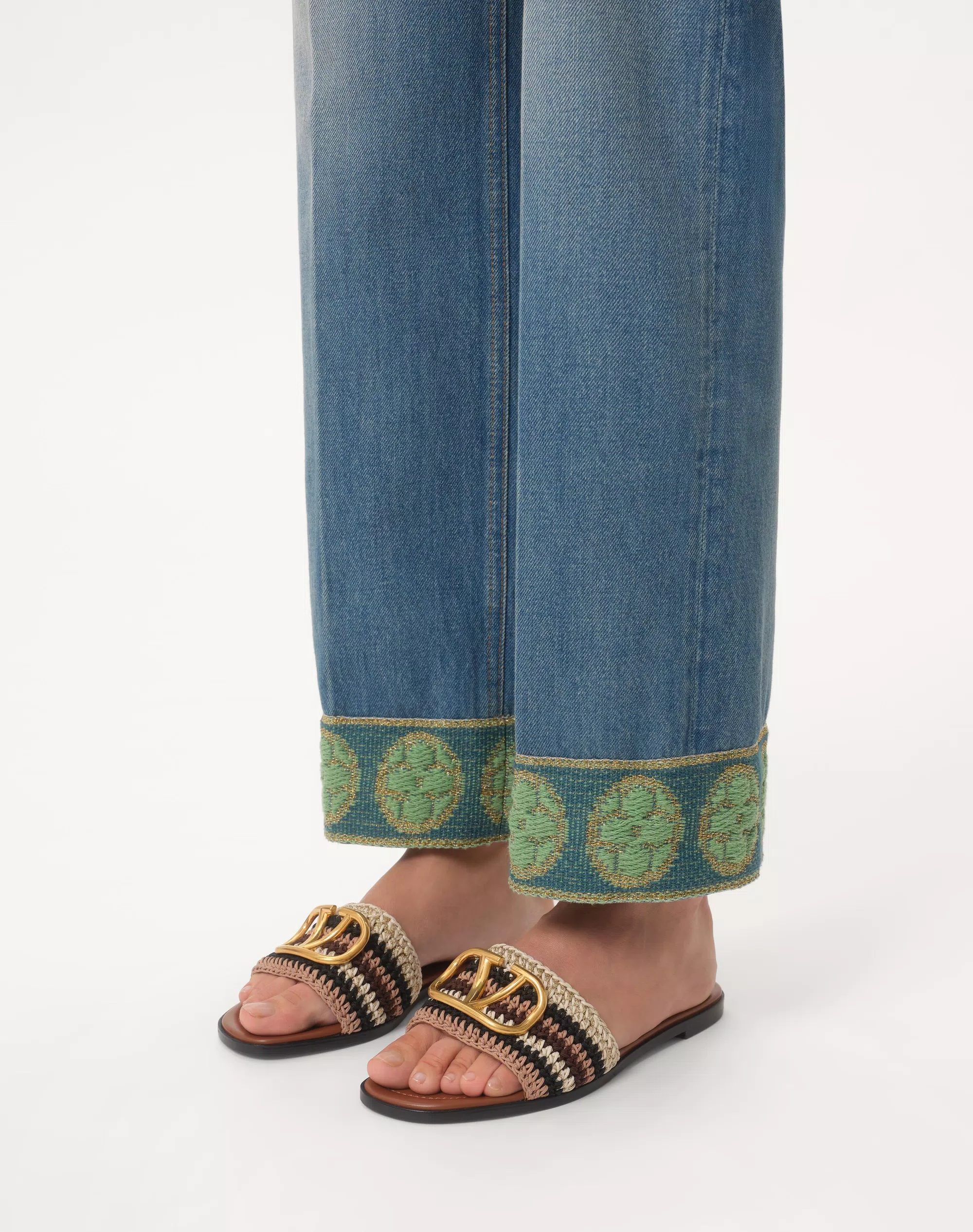 Valentino Vlogo Signature Slide Sandal With Crochet Embroidery - Image 8